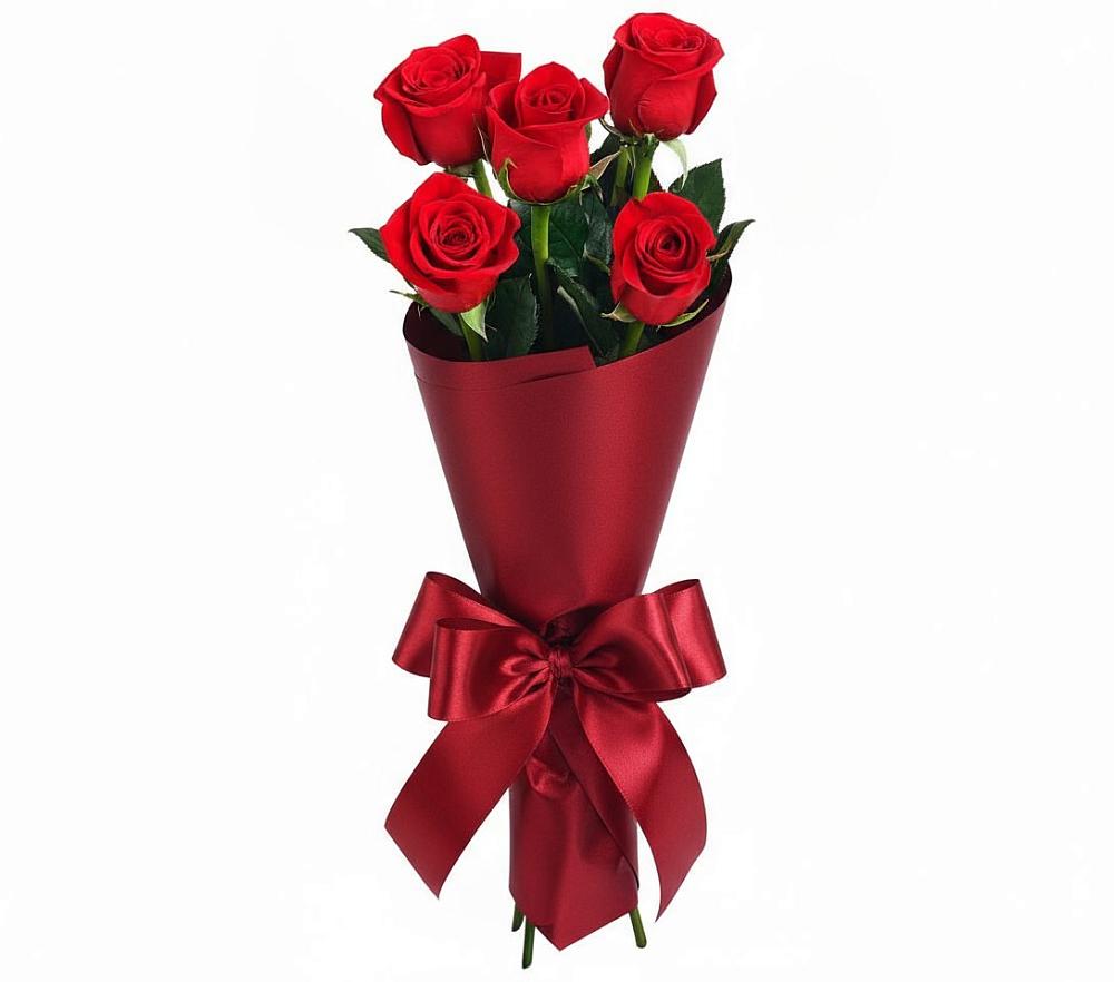 Букет 5 Красных роз Эдлесс Лав в Коммунистический