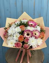Букет цветов из:  Розы, Герберы и Хризантемы #REPLACE_PRED# Коммунистический