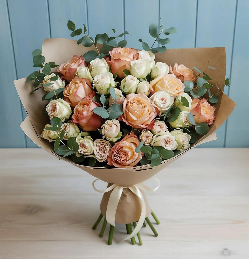 Букет цветов из: Альстромерии и Розы в Коммунистический