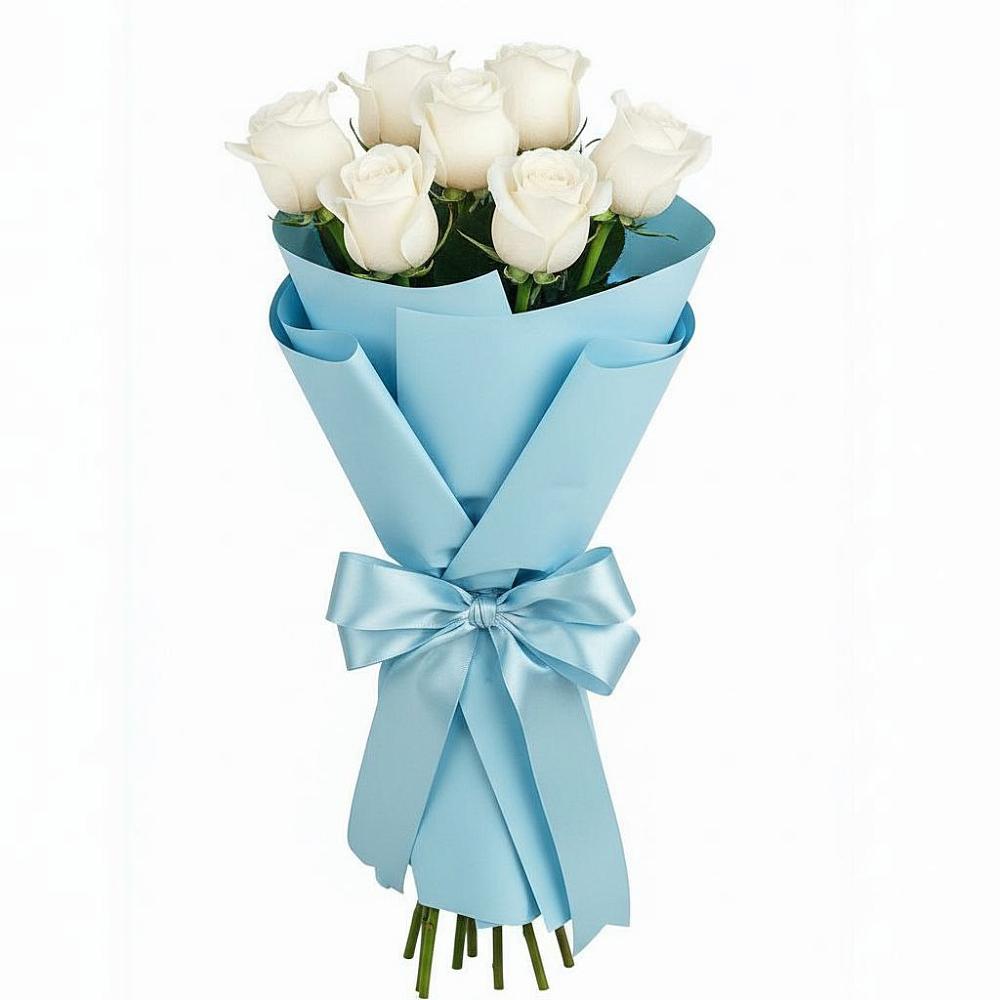 Букет 7 белых роз Проуд в Коммунистический