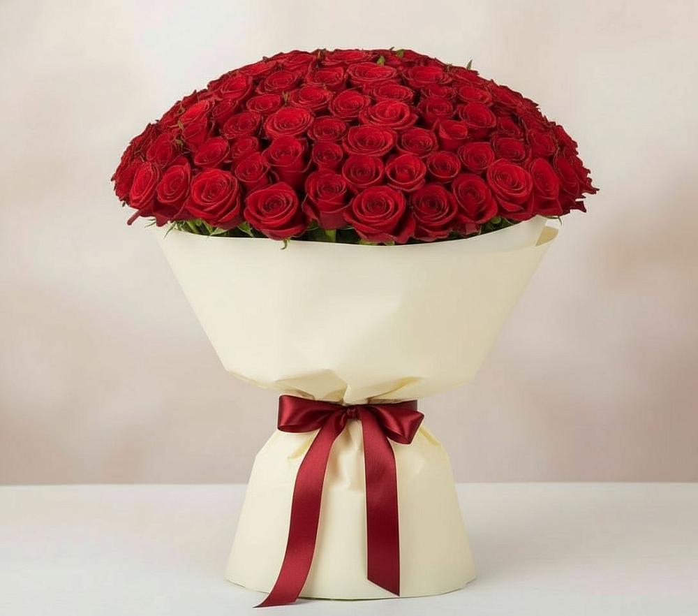 Букет 101 Красная роза Милано в Коммунистический