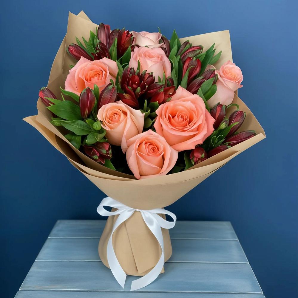 Букет цветов из: Розы и Альстромерии в Коммунистический