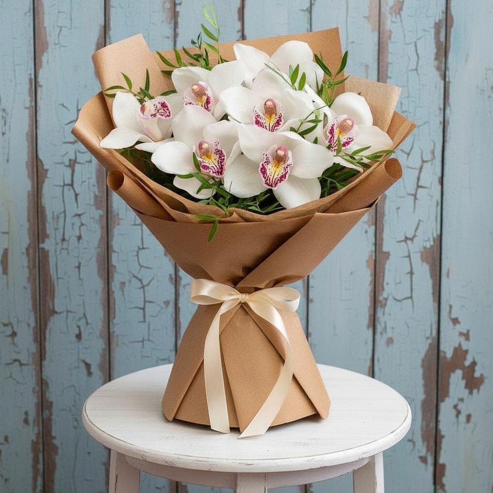 Букет цветов из: Орхидеи и Розы в Коммунистический
