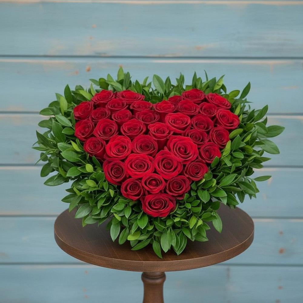 Цветочная композиция из Розы в виде сердца в Коммунистический