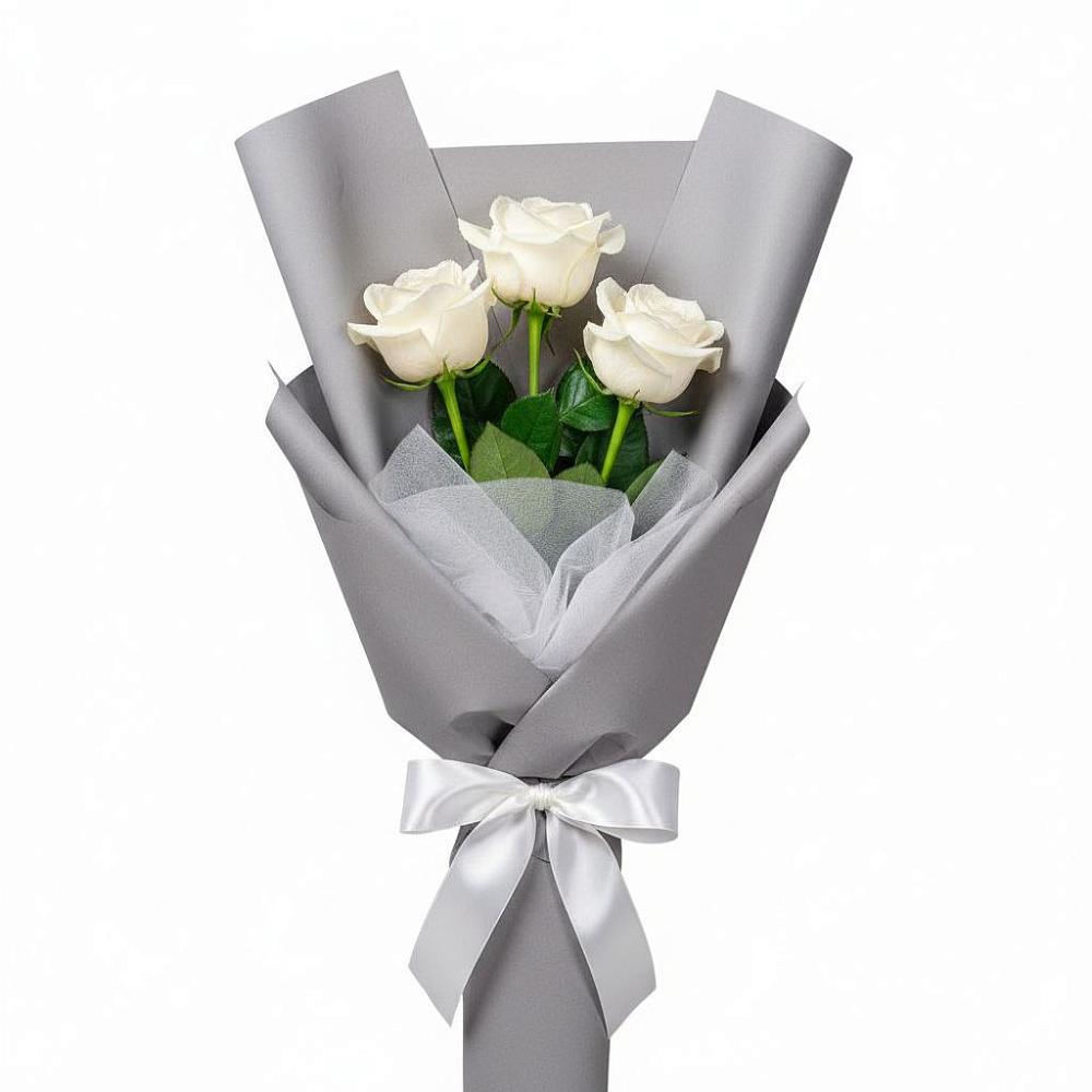 Букет 3 белые розы в Коммунистический