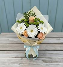 Букет цветов из:  Герберы, Розы и Хризантемы в Коммунистический
