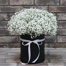 Цветочная композиция из Гипсофила в шляпной коробке в Коммунистический