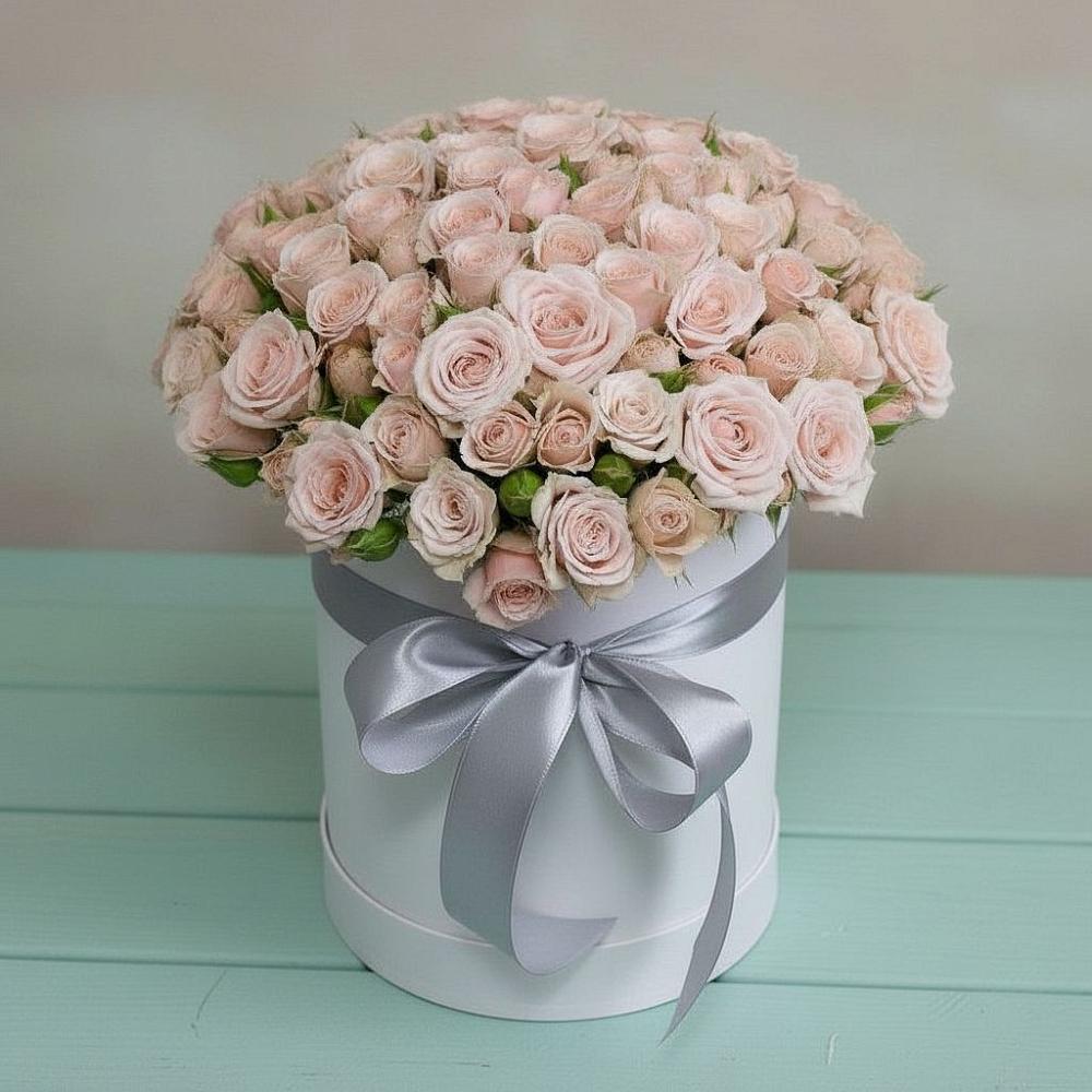 Цветочная композиция из Розы в шляпной коробке в Коммунистический